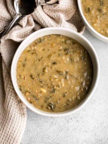 This Persian Lentil Soup is a quick and easy vegan soup that is flavorful, delicious, and healthy. Make this thick and hearty meal in just 45 minutes! | aheadofthyme.com