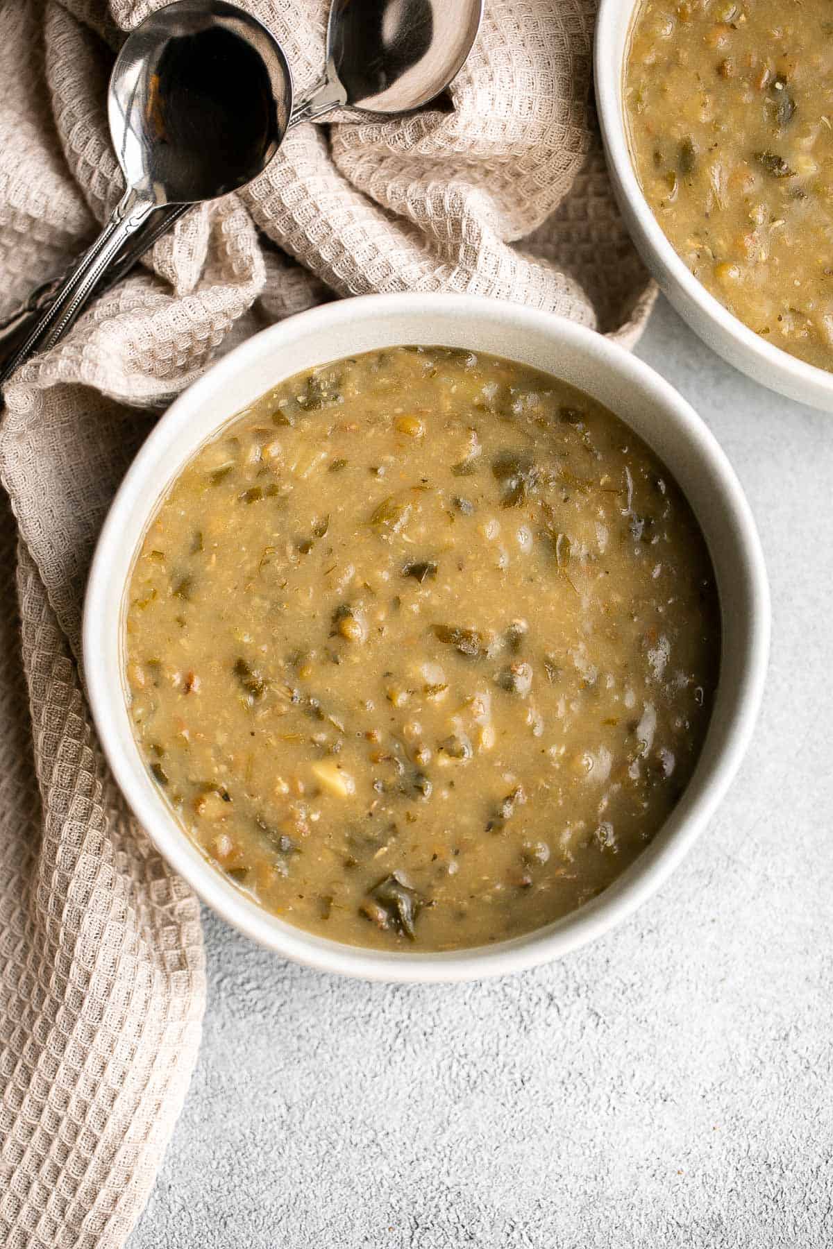This Persian Lentil Soup is a quick and easy vegan soup that is flavorful, delicious, and healthy. Make this thick and hearty meal in just 45 minutes! | aheadofthyme.com
