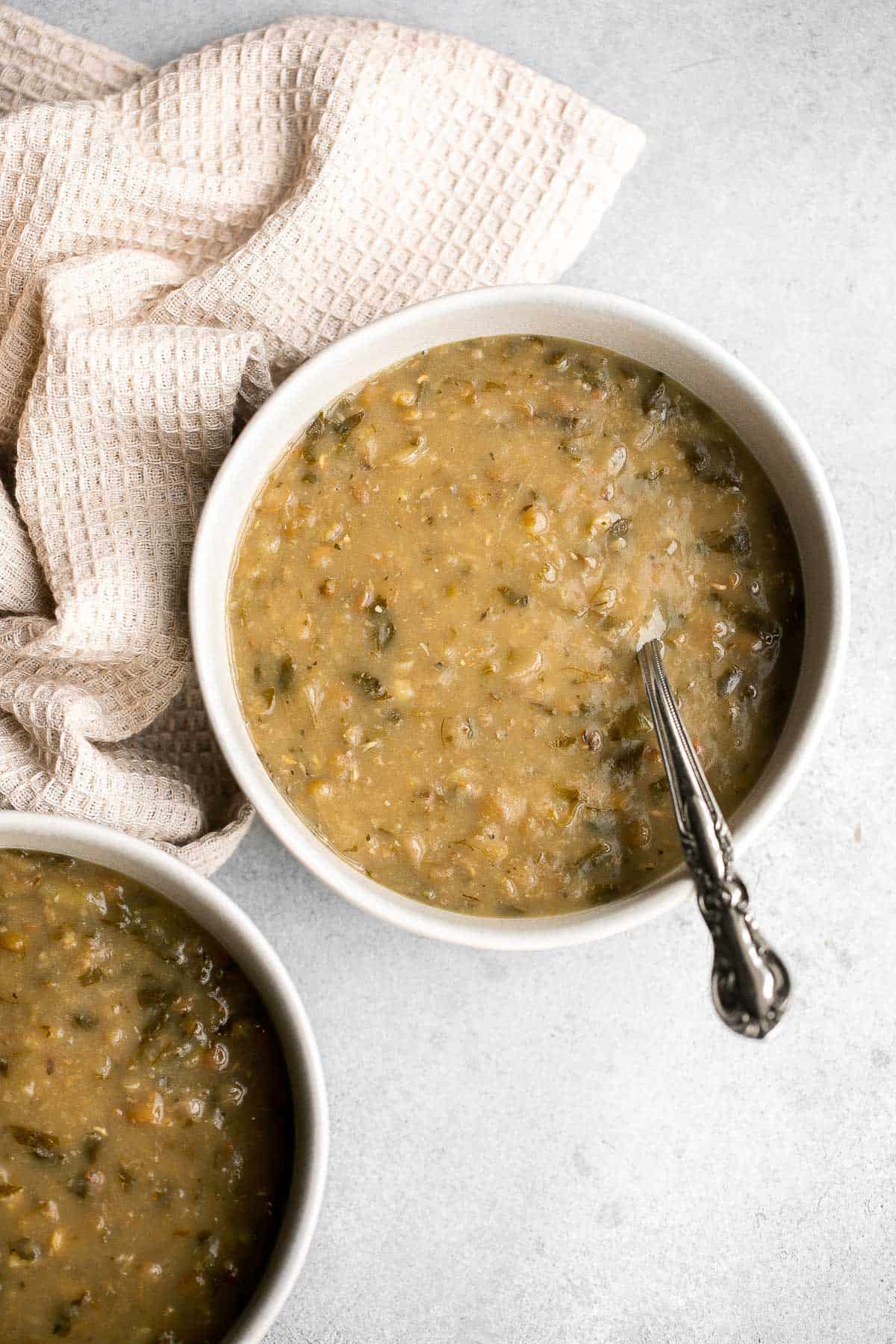 This Persian Lentil Soup is a quick and easy vegan soup that is flavorful, delicious, and healthy. Make this thick and hearty meal in just 45 minutes! | aheadofthyme.com