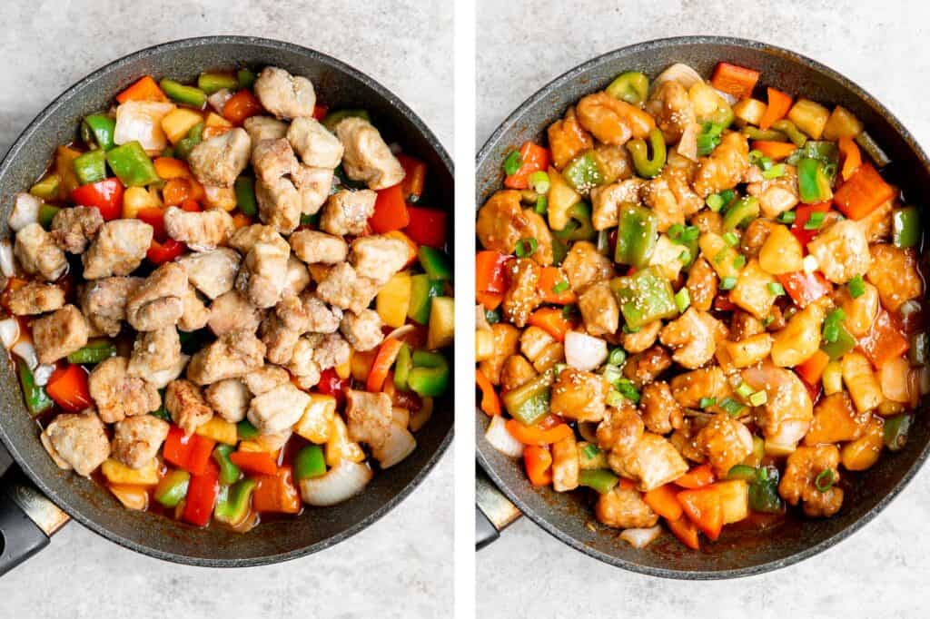 Sweet and sour pork is a delicious, quick and easy Chinese stir fry that takes just 30 minutes to make. Serve this homemade takeout over steamed rice. | aheadofthyme.com