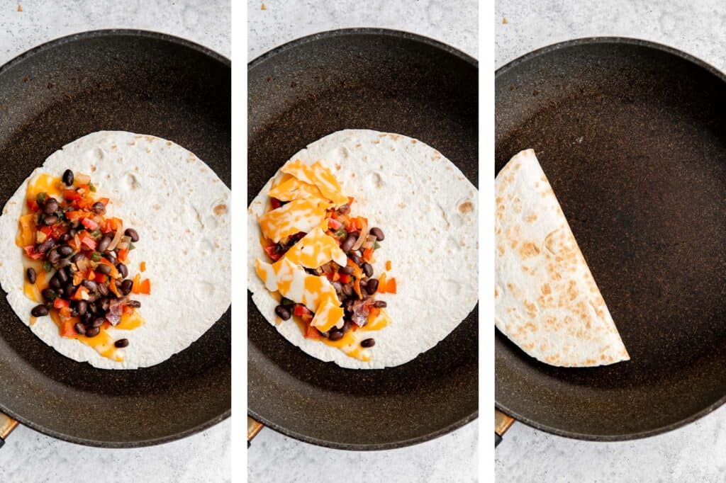 Vegetarian quesadillas are quick and easy, completely customizable, loaded with veggies and beans. Serve this kid-friendly Mexican meal for lunch or dinner. | aheadofthyme.com