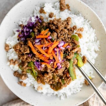 Korean ground turkey is flavorful, saucy, and delicious. It’s quick and easy to make in just 20 minutes, great for meal prep and freezes well. | aheadofthyme.com