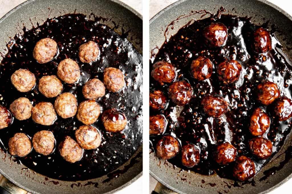 Teriyaki meatballs are our latest go to weeknight dinner — quick and easy to cook in the air fryer or oven, saucy and flavorful, and freezer-friendly. | aheadofthyme.com