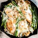 Chicken Madeira Cheesecake Factory copycat with mushrooms, crisp tender asparagus, and creamy Madeira sauce. Easy restaurant quality dinner at home. | aheadofthyme.com