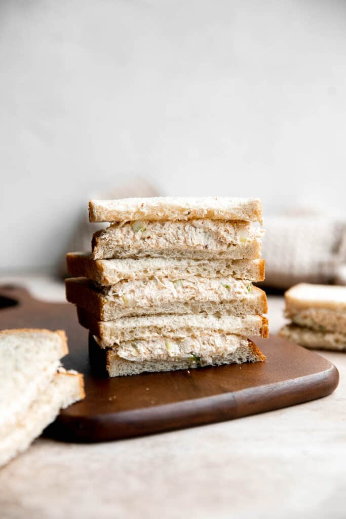 Classic chicken salad is a creamy delicious salad that is easy to throw together. It's the perfect side salad for a summer BBQ, potluck, or healthy lunch. | aheadofthyme.com