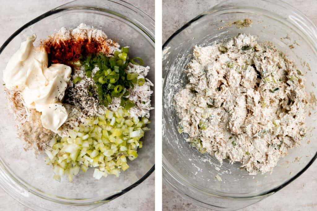 Classic chicken salad is a creamy delicious salad that is easy to throw together. It's the perfect side salad for a summer BBQ, potluck, or healthy lunch. | aheadofthyme.com