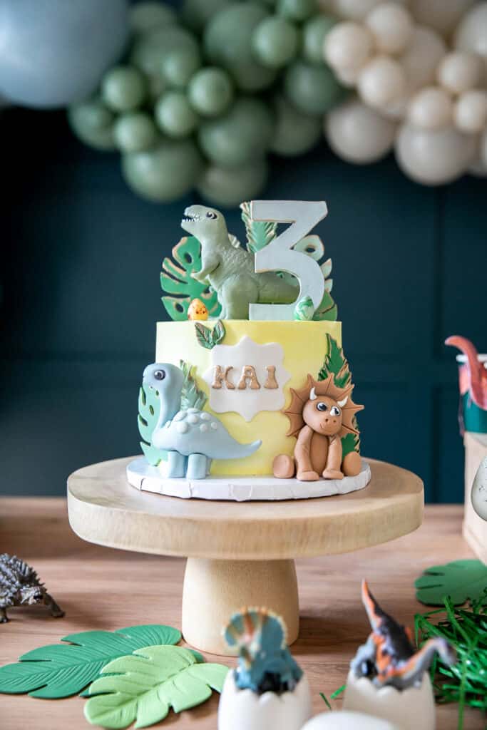 The best three rex dinosaur birthday party with ideas for an epic dino theme party including decor, craft table, party favors, desserts, and recipes. | aheadofthyme.com