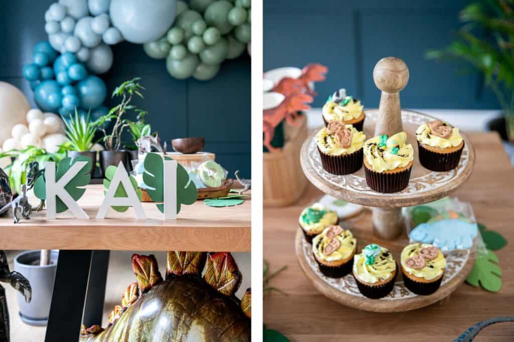 The best three rex dinosaur birthday party with ideas for an epic dino theme party including decor, craft table, party favors, desserts, and recipes. | aheadofthyme.com