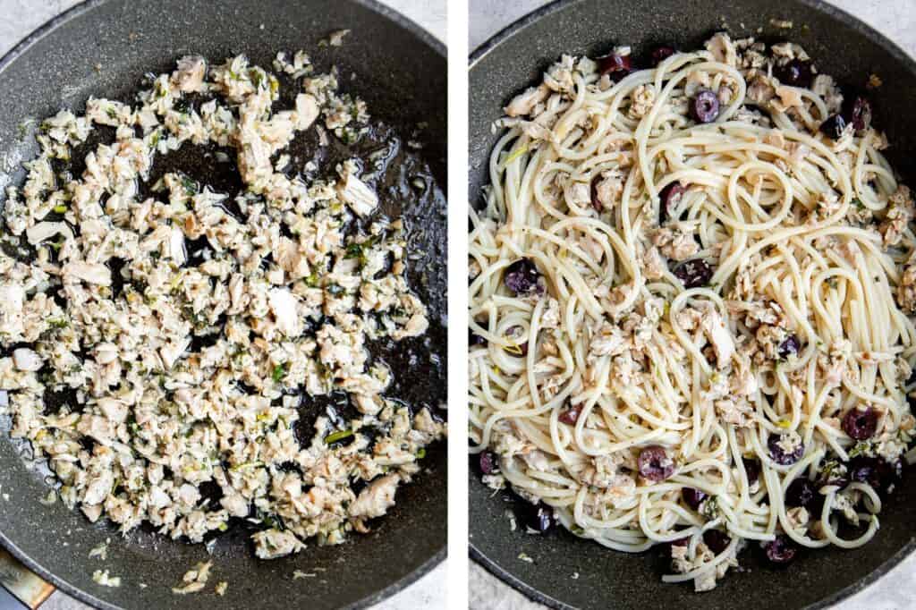 Tuna pasta is a quick and easy Mediterranean meal that is delicious, flavorful, and made in less than 15 minutes with pantry staples like canned tuna. | aheadofthyme.com