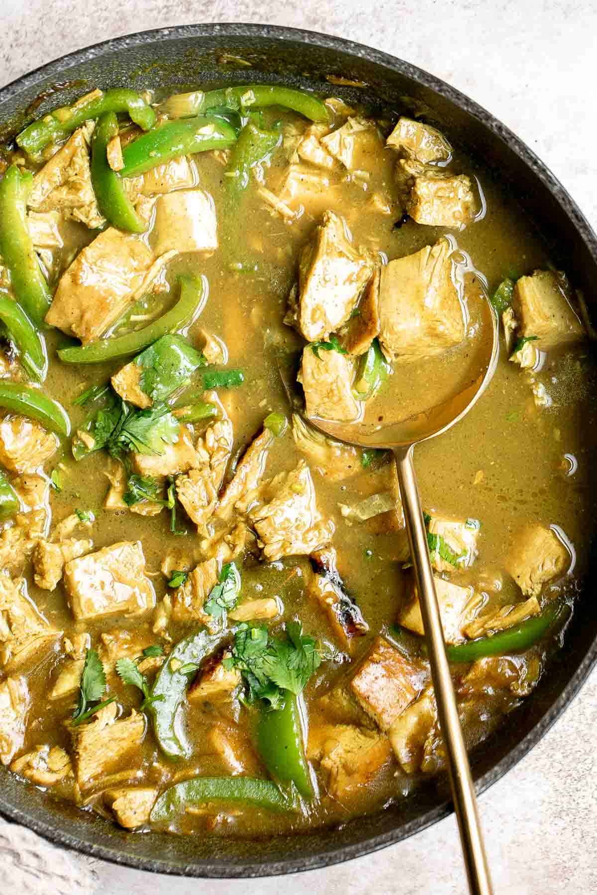 Coconut turkey curry is creamy, rich, and flavorful. This delicious curry is the perfect recipe to make when you have turkey leftovers, ready in 30 minutes! | aheadofthyme.com