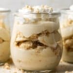 No bake banana pudding parfaits are creamy, delicious, and sweet, with layers of homemade vanilla pudding, freshly sliced bananas, and wafer cookies. | aheadofthyme.com