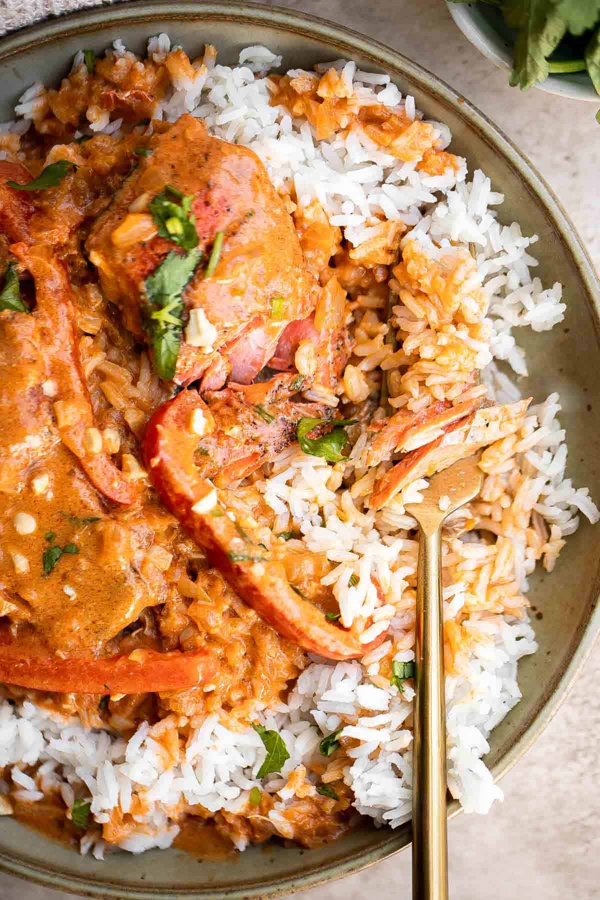 Coconut curry salmon is a delicious, flavorful, and healthy weeknight dinner. It’s 30-minute dinner that is a game changer on busy weeknights. | aheadofthyme.com