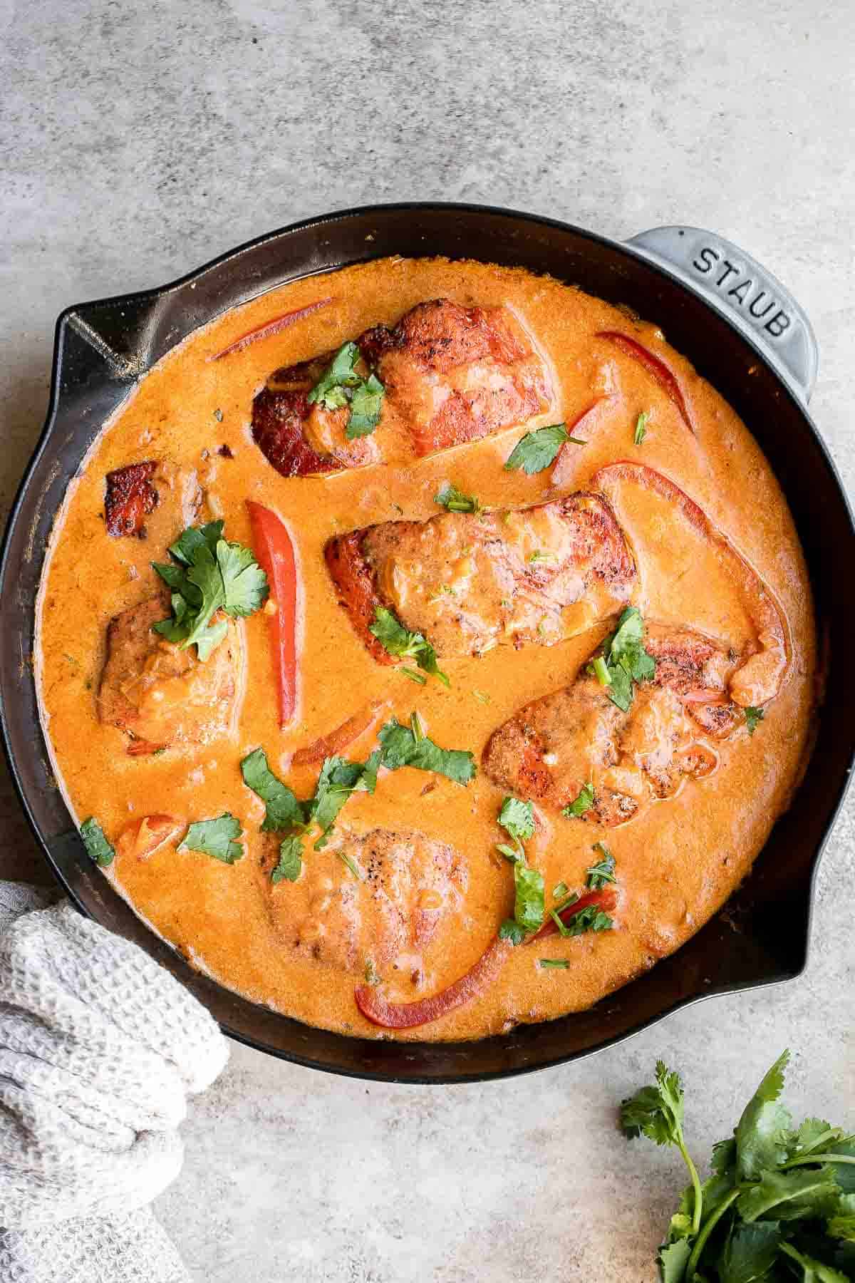 Coconut curry salmon is a delicious, flavorful, and healthy weeknight dinner. It’s 30-minute dinner that is a game changer on busy weeknights. | aheadofthyme.com