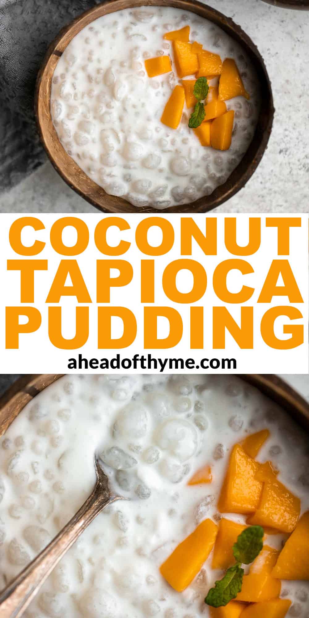 Coconut Tapioca Pudding is a creamy, light, and refreshing Thai dessert to enjoy on a hot summer evening. Plus, it’s gluten-free and can be made vegan too. | aheadofthyme.com