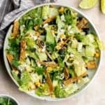 This Mexican Caesar Salad is loaded with Mexican ingredients. It's fresh, light, delicious, flavorful — and might even taste better than the original! | aheadofthyme.com
