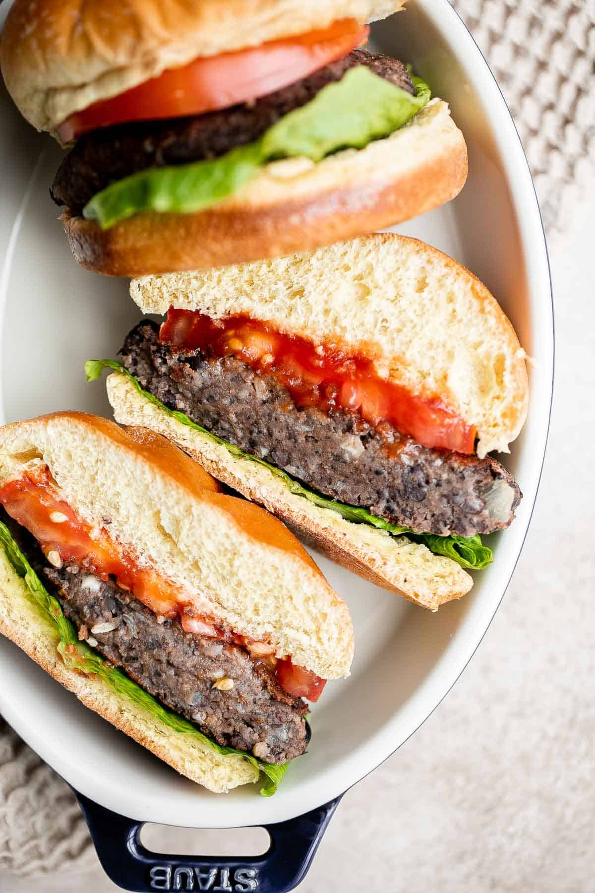 Homemade vegetarian black bean burgers are thick, hearty, flavorful, and delicious. They are easy to make with the best texture (no mushy burgers here!). | aheadofthyme.com