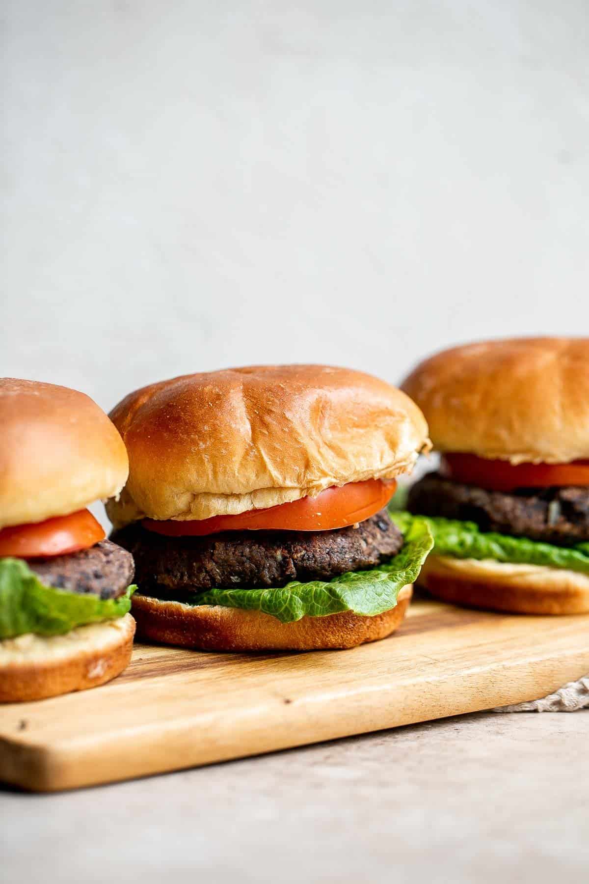 Homemade vegetarian black bean burgers are thick, hearty, flavorful, and delicious. They are easy to make with the best texture (no mushy burgers here!). | aheadofthyme.com