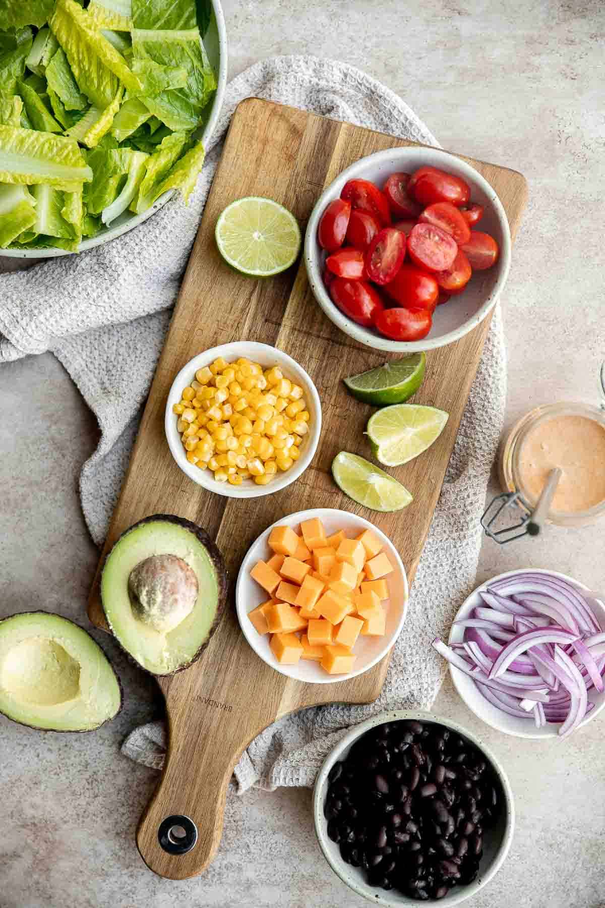 Southwest Salad is a delicious and hearty salad that is loaded with classic southwestern flavors with a Tex-Mex twist, tossed in a homemade salad dressing. | aheadofthyme.com