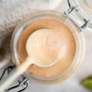 Homemade Southwest Salad Dressing is creamy and flavorful with a little spicy kick. This quick and easy yogurt-based dressing is ready in just minutes. | aheadofthyme.com