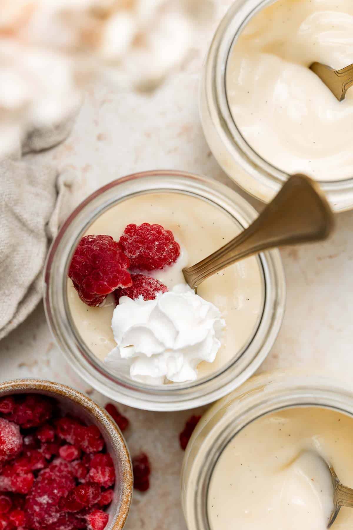 Homemade vanilla pudding is a creamy no bake dessert that you can make with 7 simple ingredients. So much better than boxed pudding mixes or pudding cups. | aheadofthyme.com