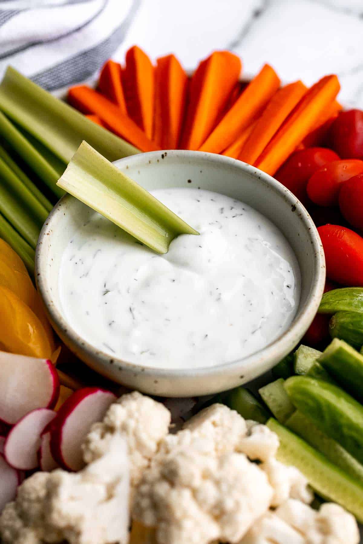 Homemade ranch dip is creamy, tangy, flavorful, and delicious. This classic dip is easy to make at home in minutes, and is so much better than store-bought. | aheadofthyme.com