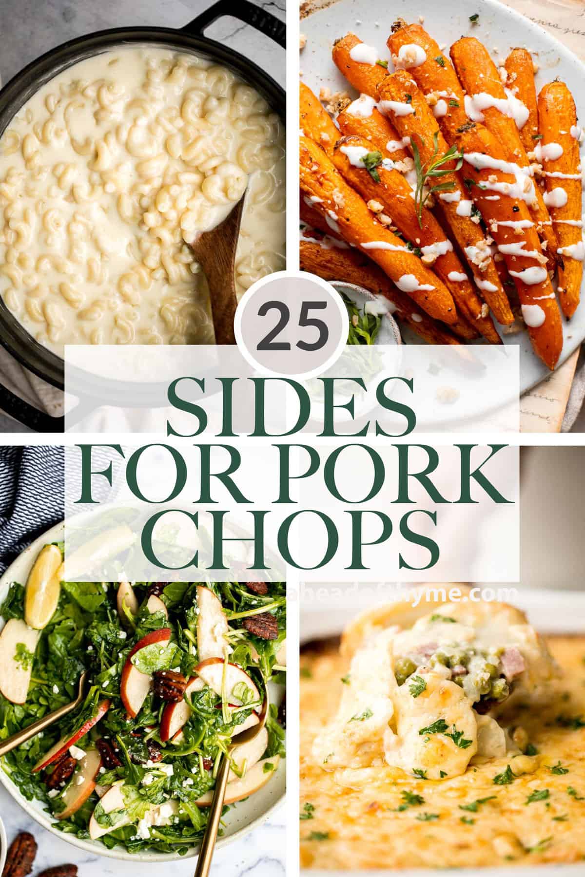 Wondering what to serve with pork chops? Browse over 25 best side dishes for chops including everything from veggies, pasta, soup, bread, and more. | aheadofthyme.com