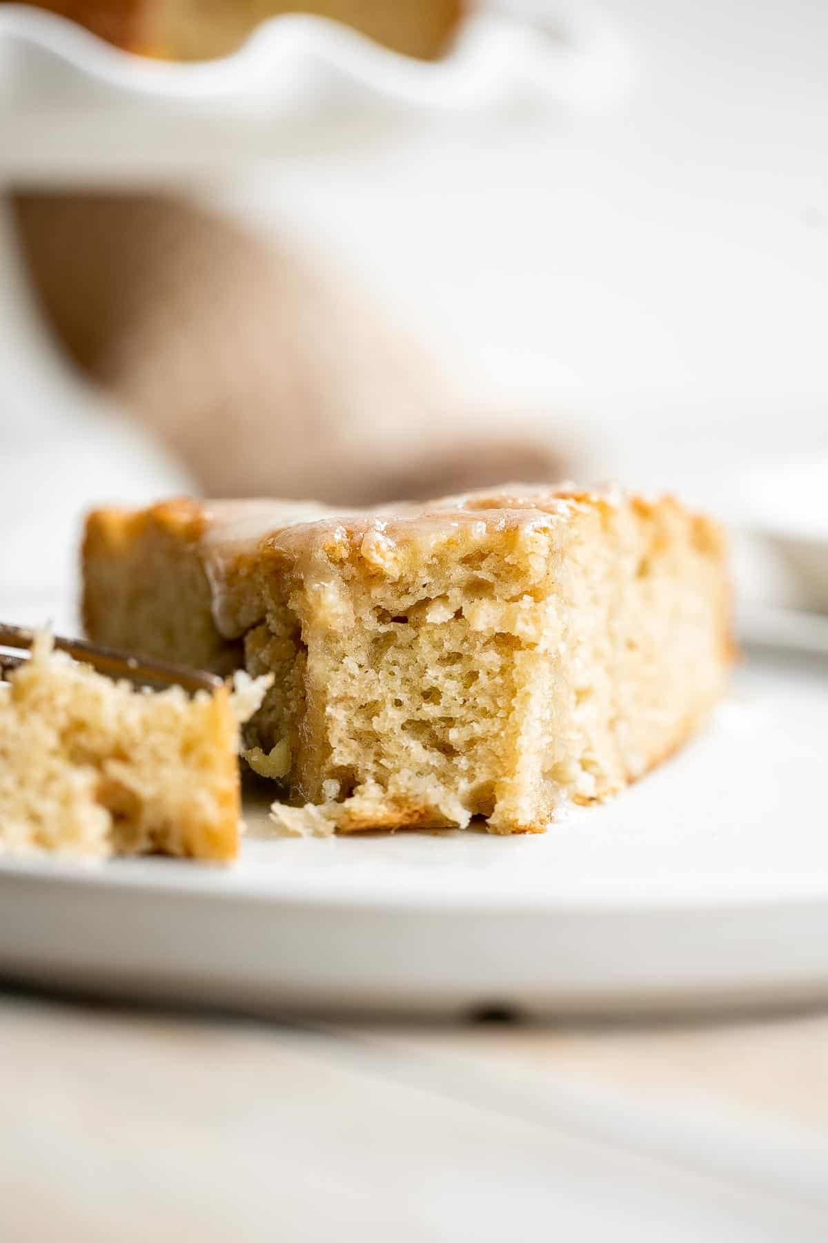 Easy Apple Cake has a dense and moist crumb and is loaded with fresh apples, cinnamon sugar, and nuts. It’s quick, easy, and ready to eat in under an hour. | aheadofthyme.com