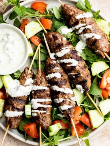 Mediterranean Beef Kofta Kebabs are juicy, tender, flavorful, and well seasoned . These grilled ground beef skewers are quick and easy to make in 30 minutes. | aheadofthyme.com