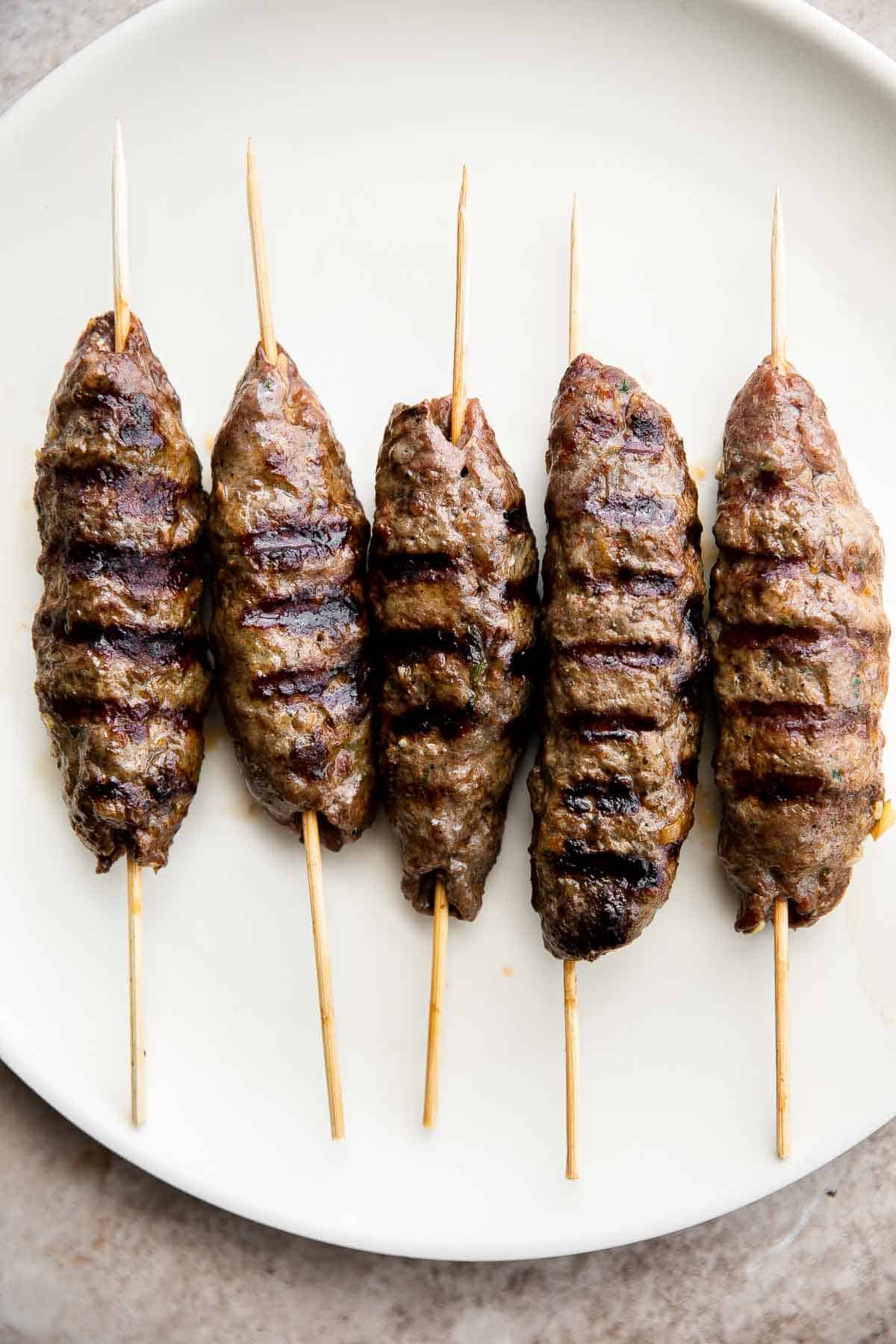 Mediterranean Beef Kofta Kebabs are juicy, tender, flavorful, and well seasoned . These grilled ground beef skewers are quick and easy to make in 30 minutes. | aheadofthyme.com