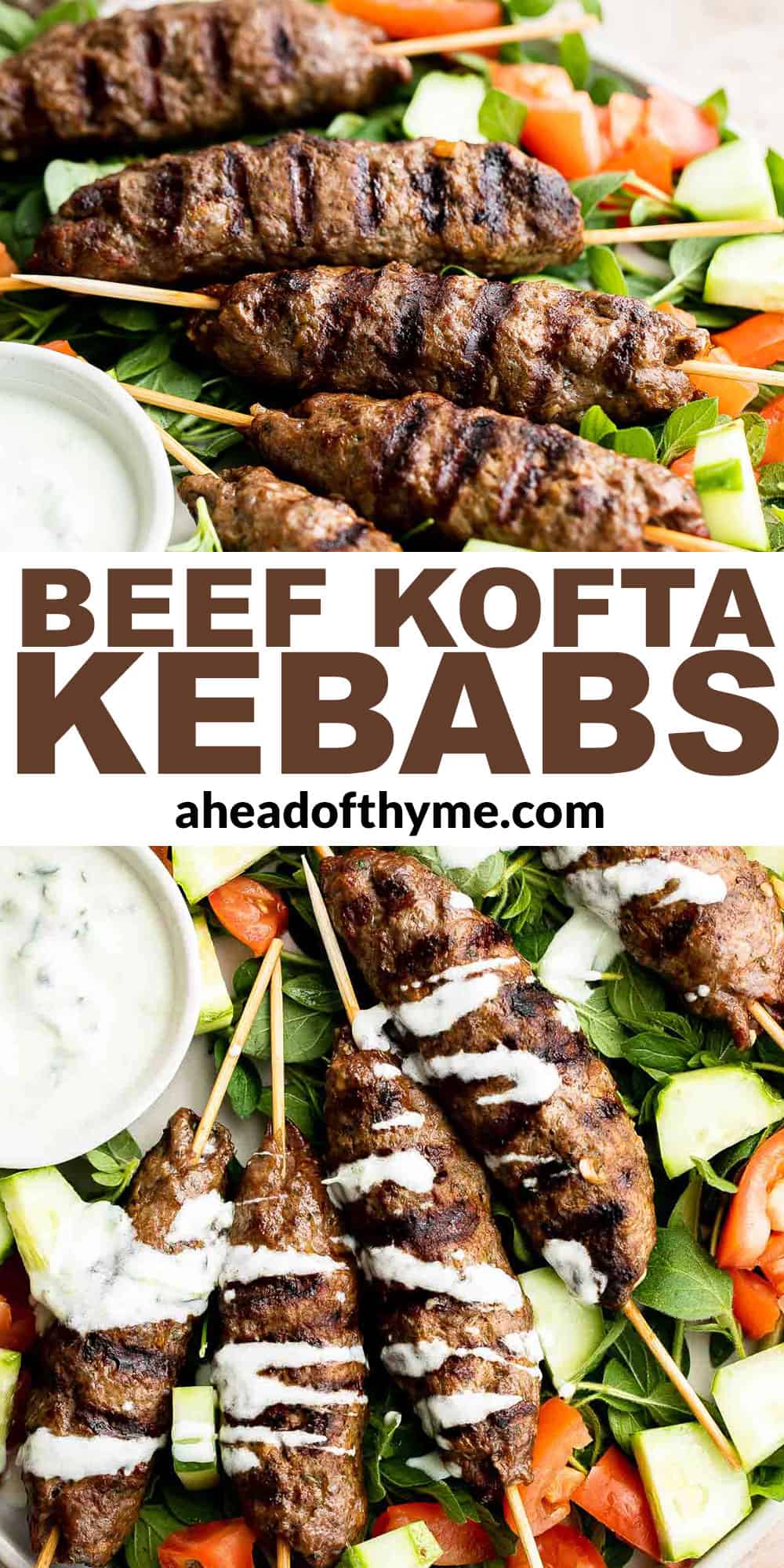 Mediterranean Beef Kofta Kebabs are juicy, tender, flavorful, and well seasoned . These grilled ground beef skewers are quick and easy to make in 30 minutes. | aheadofthyme.com