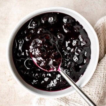 Blueberry Sauce is easy to make with a handful of simple ingredients in 15 minutes. It’s the perfect thick, fruity syrup to add to breakfast or dessert. | aheadofthyme.com