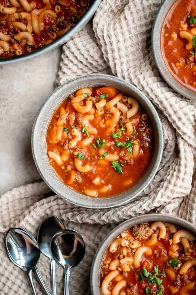 Hamburger Soup with Macaroni (Goulash Soup) - Ahead of Thyme