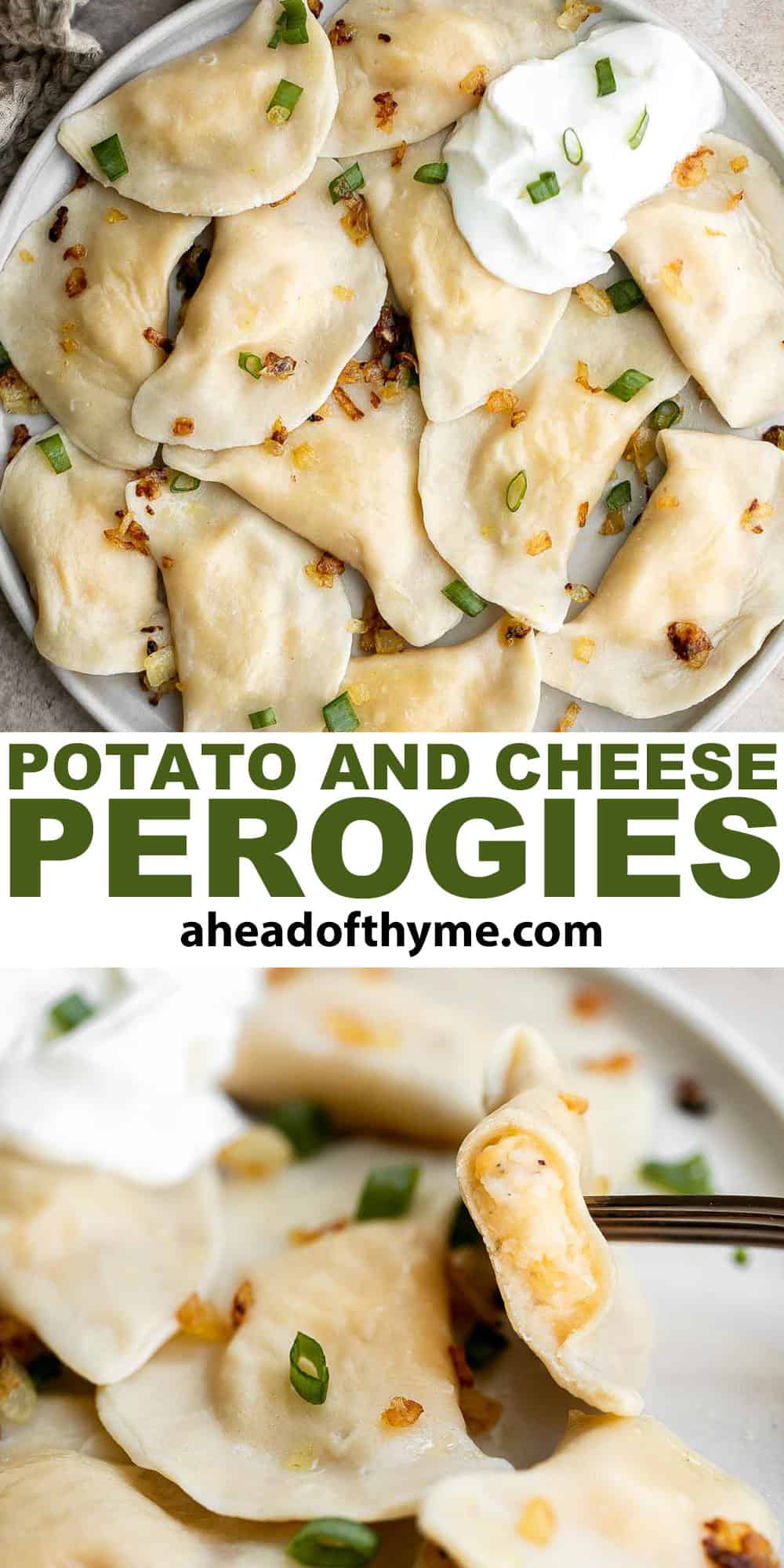 Homemade Potato and Cheese Perogies are comforting, delicious, and satisfying. These cheddar pierogi from scratch as easier to make than you think! | aheadofthyme.com