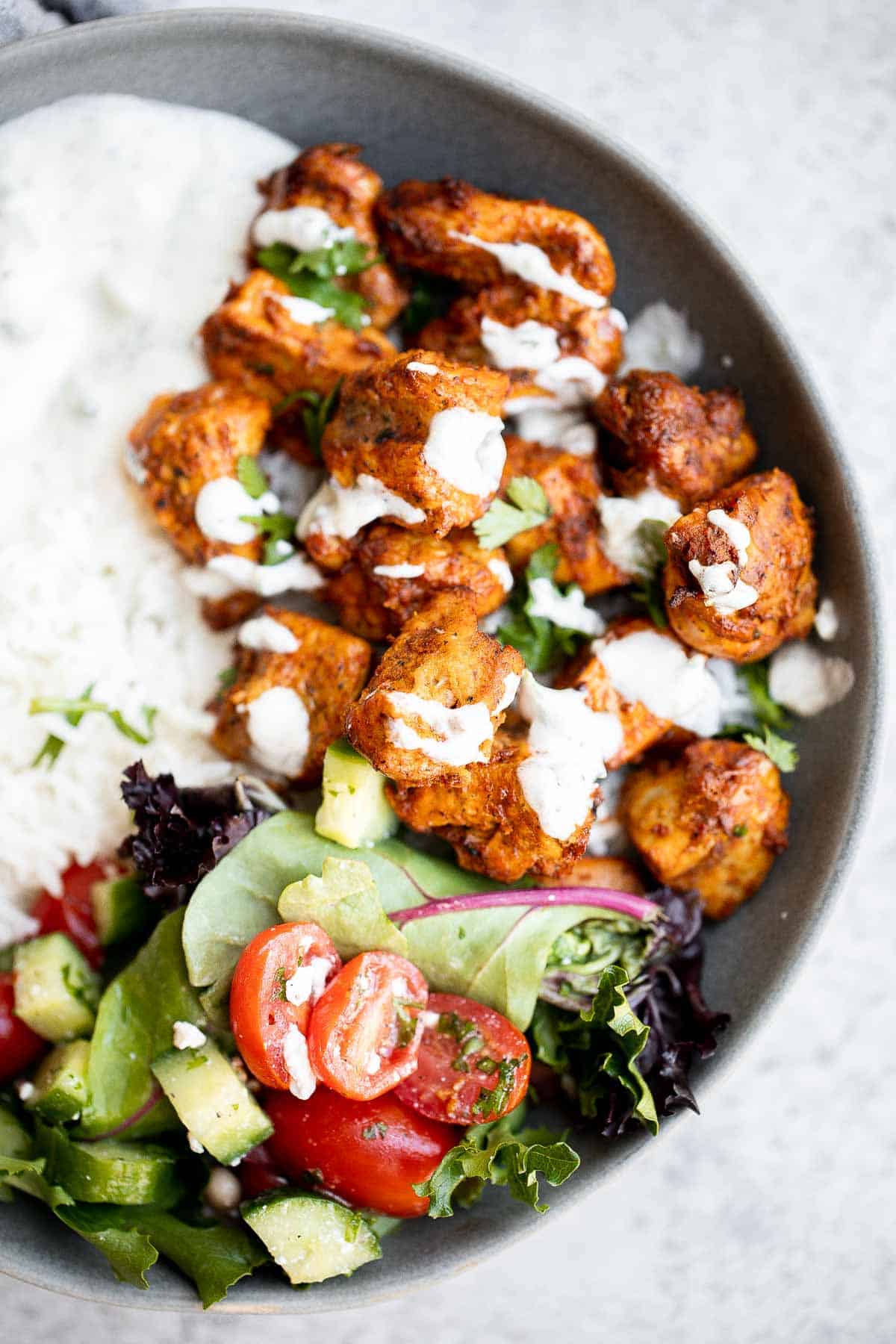 These Indian Rice Bowls are flavorful, delicious, and easy to assemble. These wholesome, filling rice bowls have it all — grains, protein, and veggies. | aheadofthyme.com