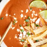 Spice up your weeknight dinners with Mexican Pinto Bean Soup (Sopa Tarasca) made with creamy pinto beans, spicy chipotle, and a tomato broth in 30 minutes. | aheadofthyme.com