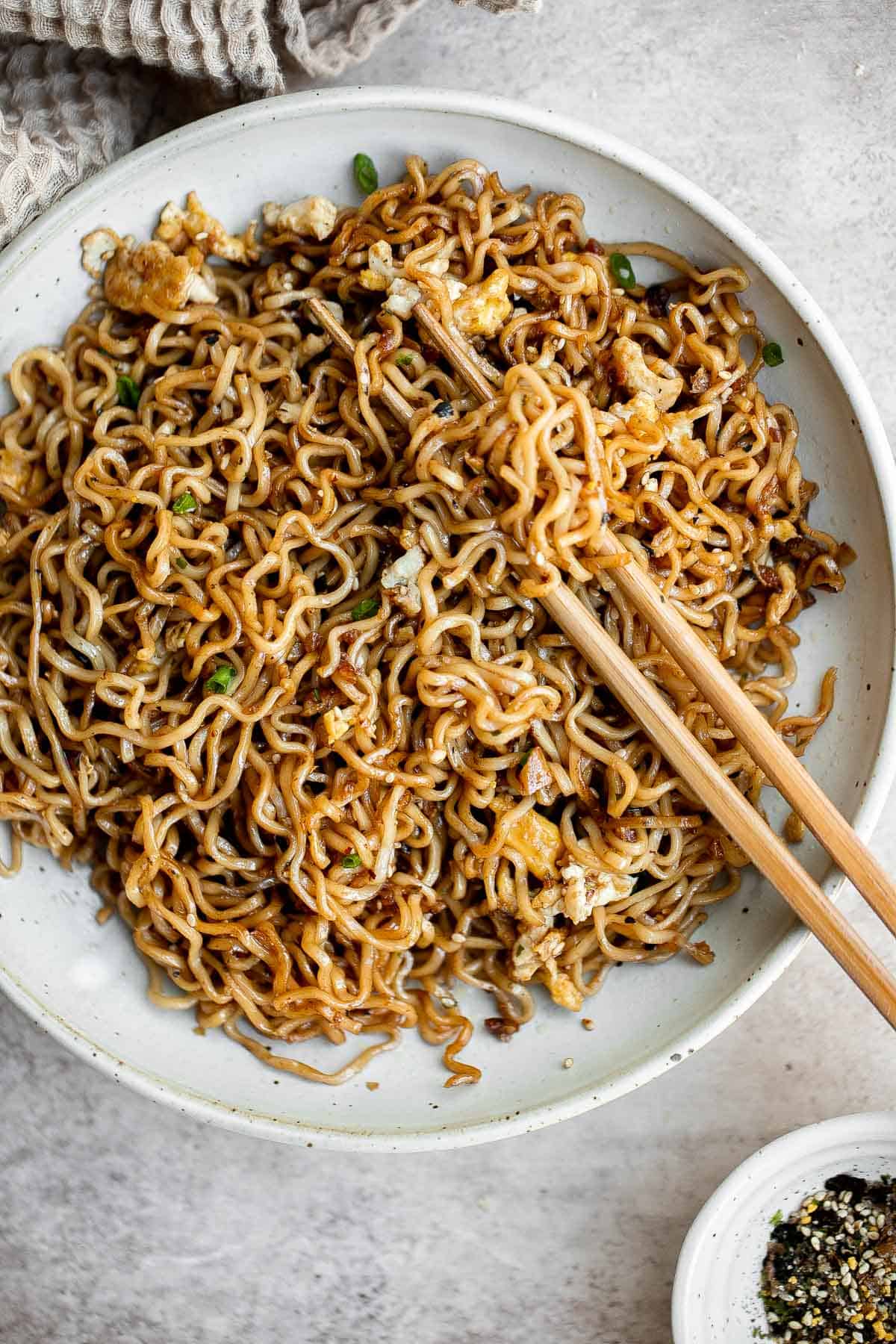 Tiktok ramen is savory, sweet and loaded with umami flavor. It's a quick and easy viral ramen hack with instant noodles, eggs, butter, garlic and soy sauce. | aheadofthyme.com