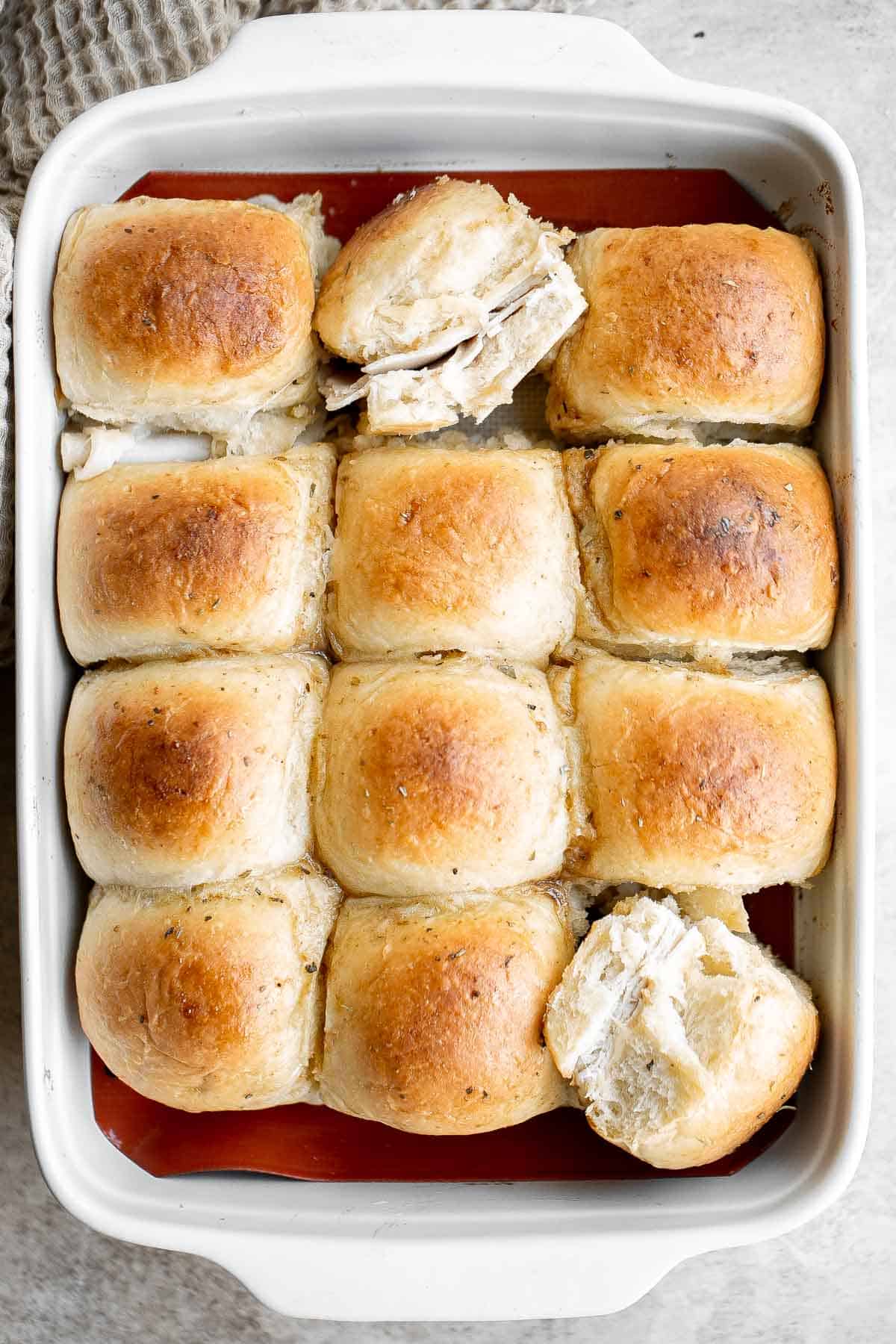 Turkey and Cheese Sliders are quick and easy, made with deli meat and Swiss cheese filled inside soft Hawaiian dinner rolls topped with a buttery sauce. | aheadofthyme.com