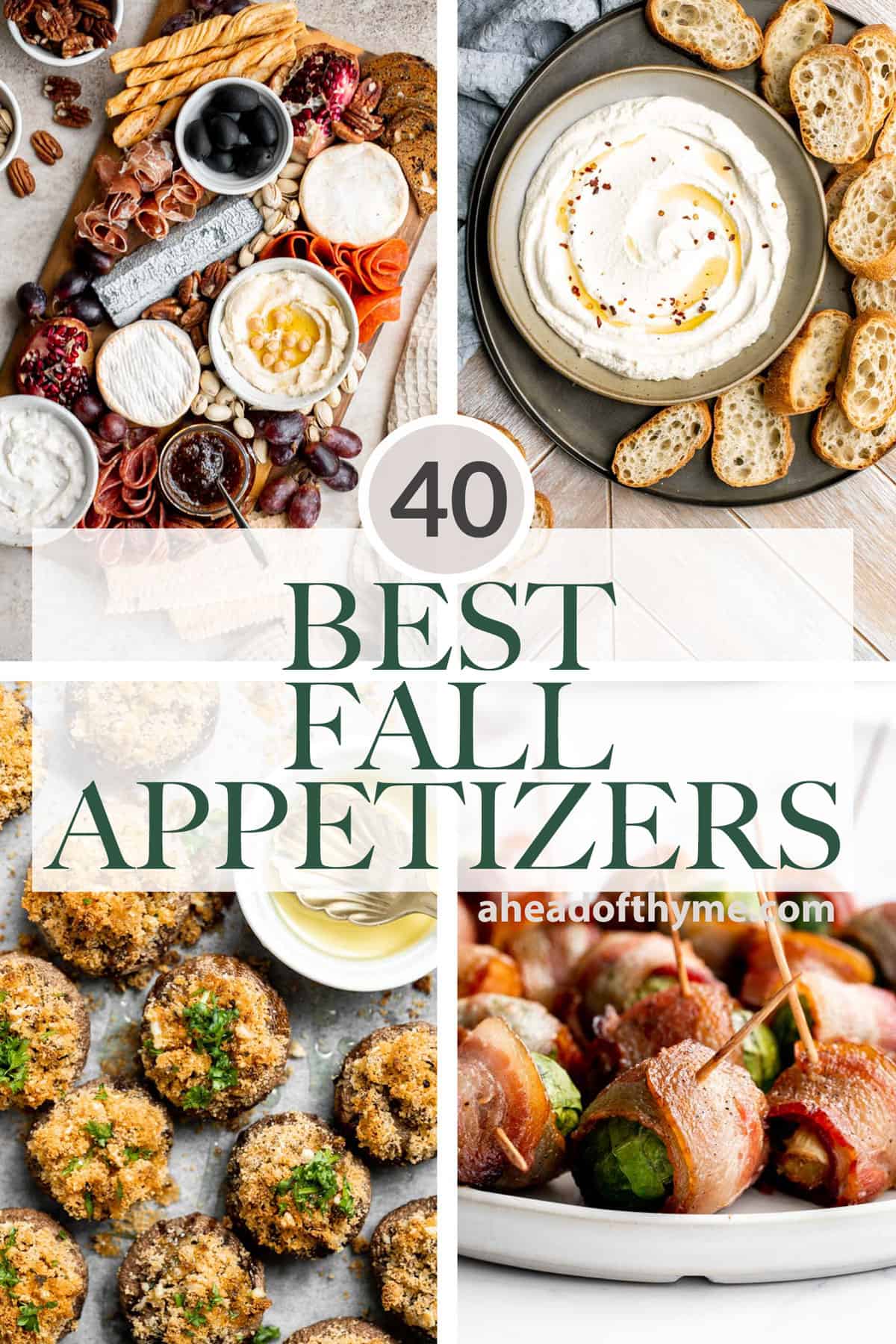 Looking for appetizers to make in the fall? Here's over 40 best fall appetizers including warm dips, baked appetizers, bite-sized appys, platters, and more. | aheadofthyme.com