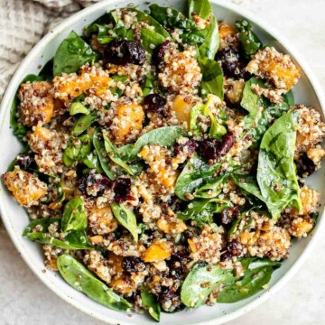 This Butternut Squash Quinoa Salad is easy to make, ready in under an hour, delicious, and loaded with health benefits. It's the perfect fall salad. | aheadofthyme.com