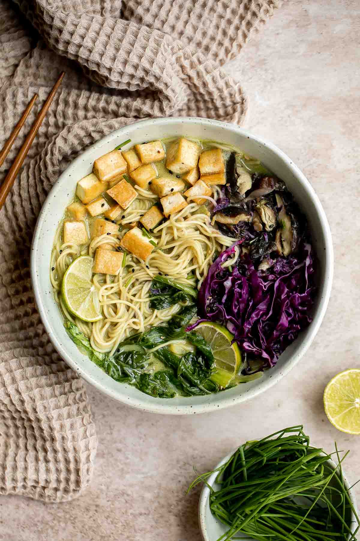This Coconut Curry Ramen is creamy, rich, comforting, and delicious, with a perfect blend of mouthwatering textures and flavors and ready in 25 minutes. | aheadofthyme.com