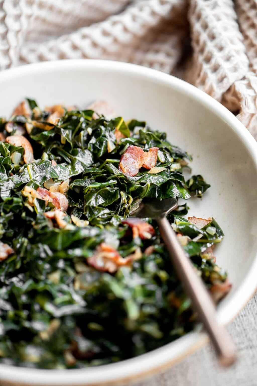 Collard Greens with Bacon Ahead of Thyme
