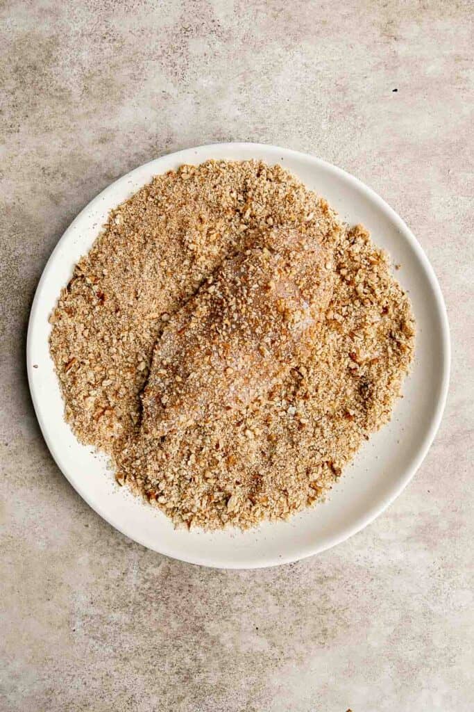 Pecan Crusted Chicken is a simple, delicious, and flavorful, quick and easy dinner ready in 40 minutes that can be baked in the oven or air fryer. | aheadofthyme.com