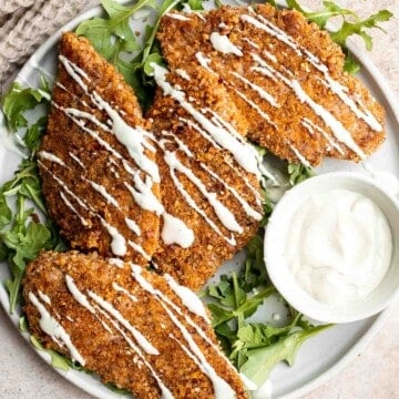 Pecan Crusted Chicken is a simple, delicious, and flavorful, quick and easy dinner ready in 40 minutes that can be baked in the oven or air fryer. | aheadofthyme.com