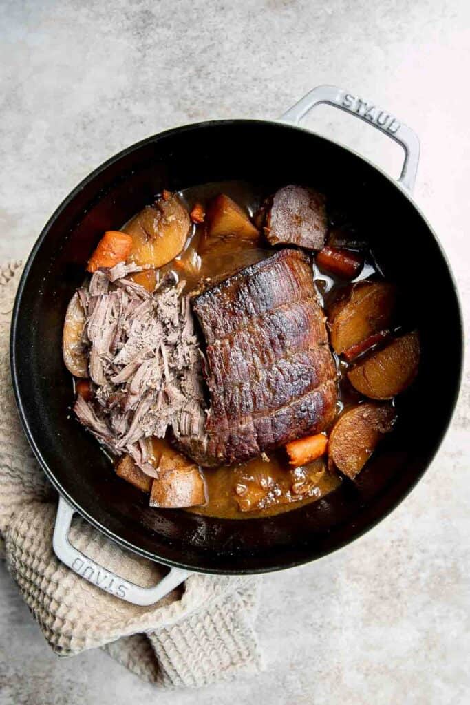 There’s nothing better than a classic Pot Roast for Sunday Dinner. It's hearty, wholesome, and filling comfort food that can feed the whole family. | aheadofthyme.com