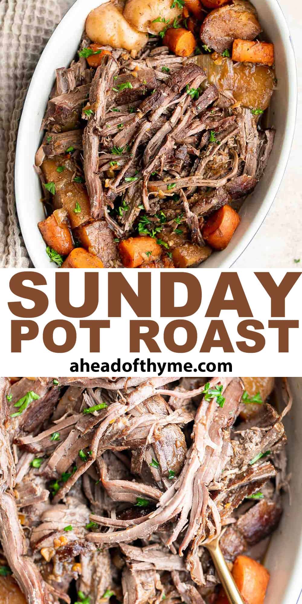 There’s nothing better than a classic Pot Roast for Sunday Dinner. It's hearty, wholesome, and filling comfort food that can feed the whole family. | aheadofthyme.com