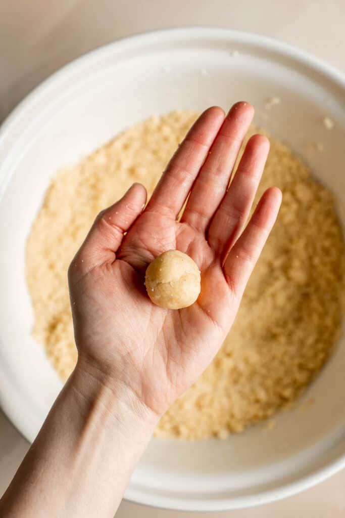 Almond Crescent Cookies are delicious and crumbly half-moon shaped cookies with a fragrant, sweet almond flavor and a delicate dusting of powdered sugar. | aheadofthyme.com