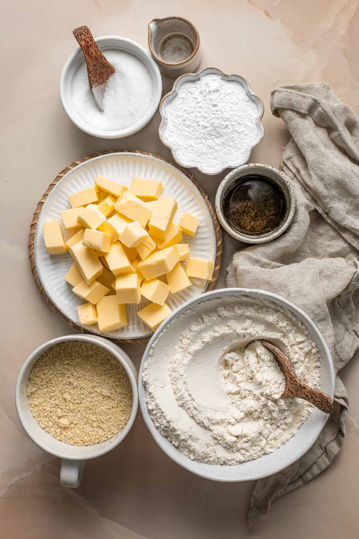 Almond Crescent Cookies are delicious and crumbly half-moon shaped cookies with a fragrant, sweet almond flavor and a delicate dusting of powdered sugar. | aheadofthyme.com