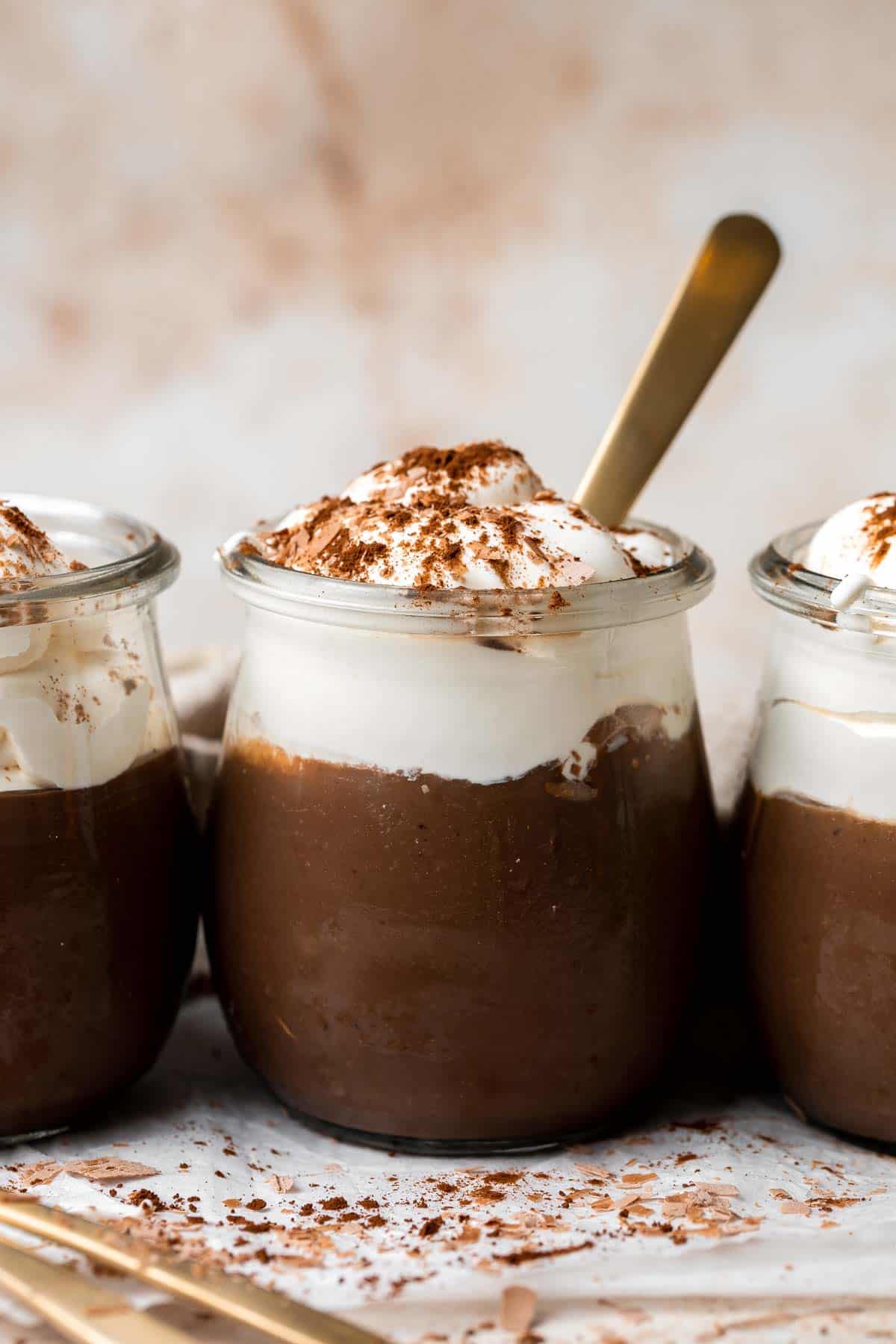 Once you try Homemade Chocolate Pudding, you’ll never want to touch another box of instant pudding mix. This no bake recipe takes 5 minutes to prep! | aheadofthyme.com