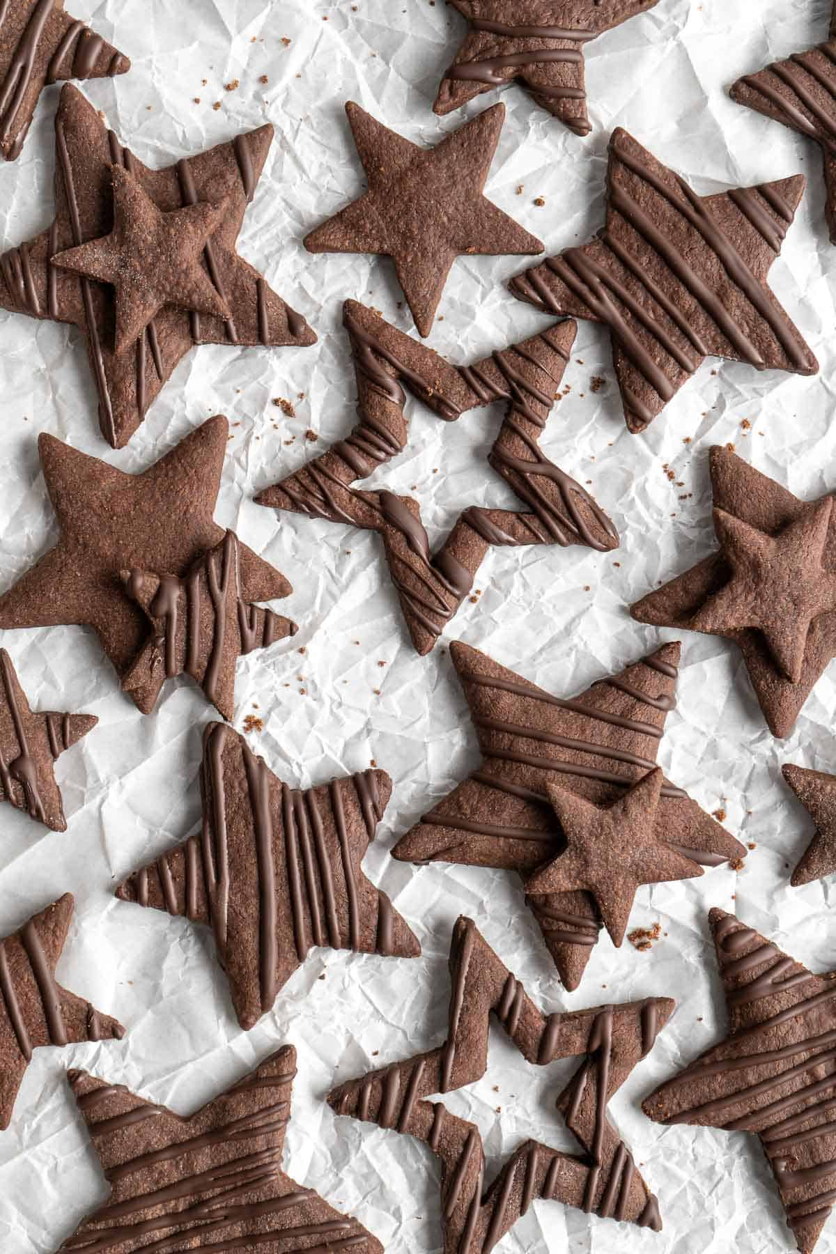 These Chocolate Shortbread Cookies have it all: a crisp exterior, a melt-in-your-mouth texture, and a buttery double chocolate finish. Easy to make too. | aheadofthyme.com