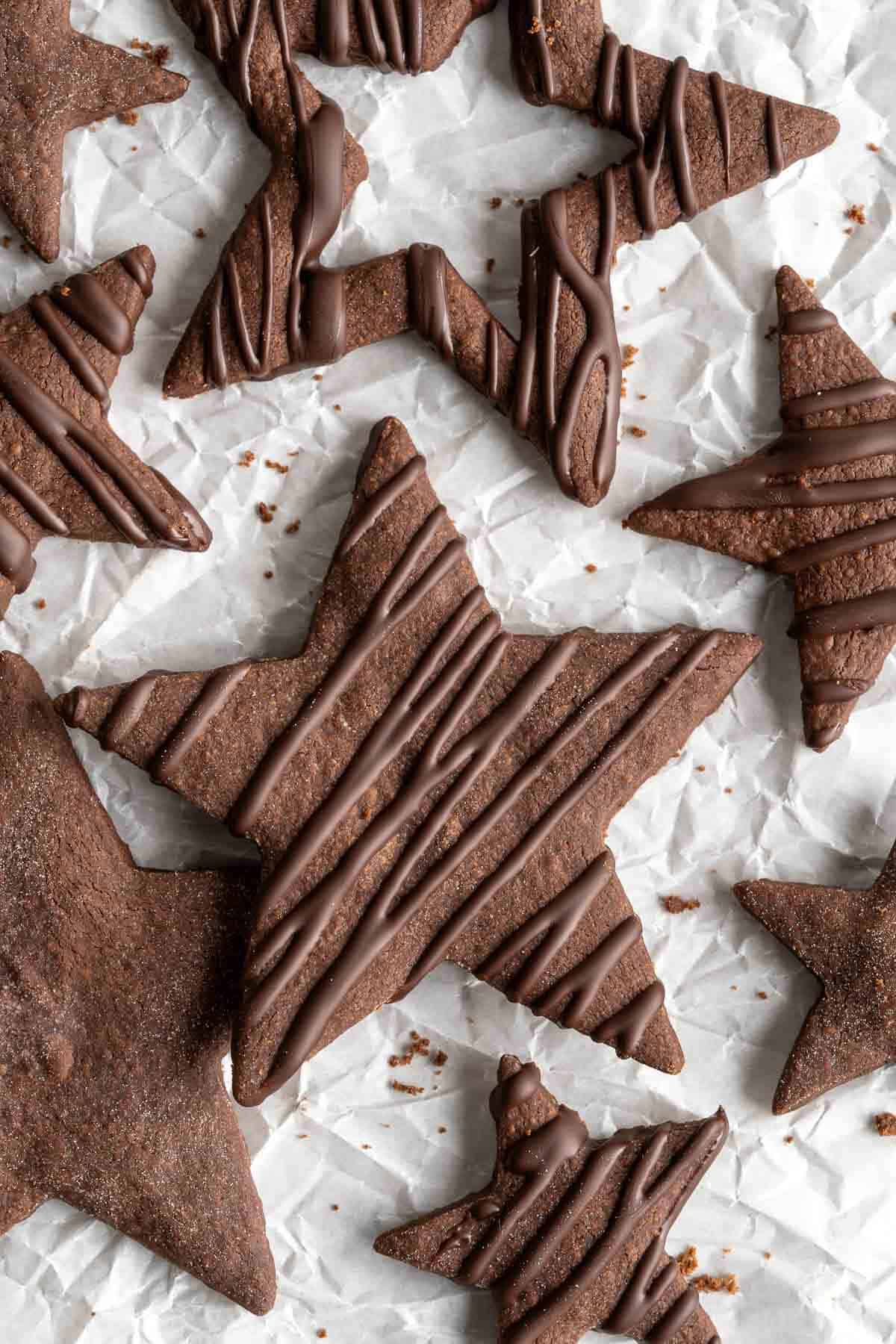 These Chocolate Shortbread Cookies have it all: a crisp exterior, a melt-in-your-mouth texture, and a buttery double chocolate finish. Easy to make too. | aheadofthyme.com